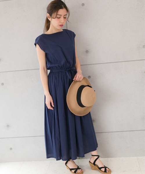 PREFERIR（プレフェリール）の「ロングフレンチスリーブワンピース【フジテレビ・グッディ番組着用】（ワンピース・レディース・ブラウン/カーキ/ブルー/ネイビー・MEDIUM）」の5枚目の写真