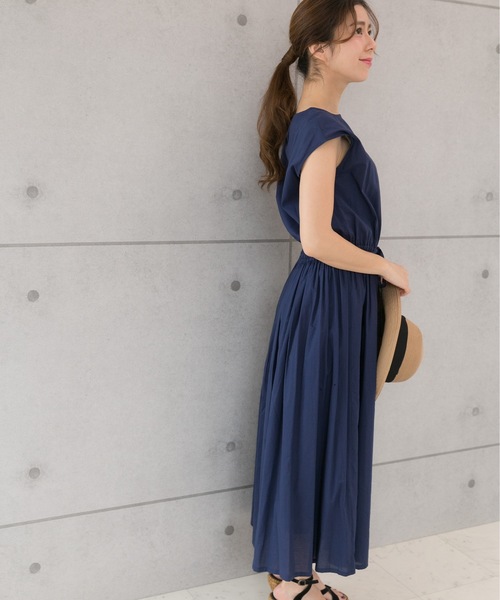 PREFERIR（プレフェリール）の「ロングフレンチスリーブワンピース【フジテレビ・グッディ番組着用】（ワンピース・レディース・ブラウン/カーキ/ブルー/ネイビー・MEDIUM）」の7枚目の写真