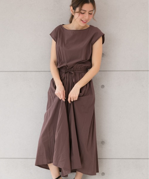 PREFERIR（プレフェリール）の「ロングフレンチスリーブワンピース【フジテレビ・グッディ番組着用】（ワンピース・レディース・ブラウン/カーキ/ブルー/ネイビー・MEDIUM）」の14枚目の写真