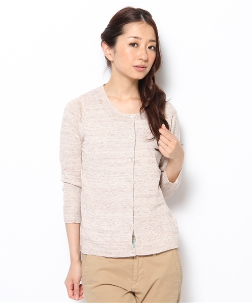 green label relaxing（グリーンレーベルリラクシング）の「◆GC LI LBTY カーディガン②（カーディガン/ボレロ・レディース・ベージュ/ピンク/ケリー/ロイヤルブルー/ネイビー・36/38/40/42/44）」の2枚目の写真