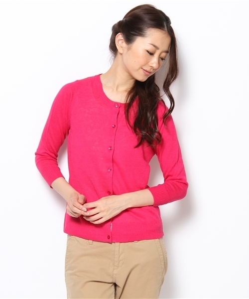 green label relaxing（グリーンレーベルリラクシング）の「◆GC LI LBTY カーディガン②（カーディガン/ボレロ・レディース・ベージュ/ピンク/ケリー/ロイヤルブルー/ネイビー・36/38/40/42/44）」の5枚目の写真