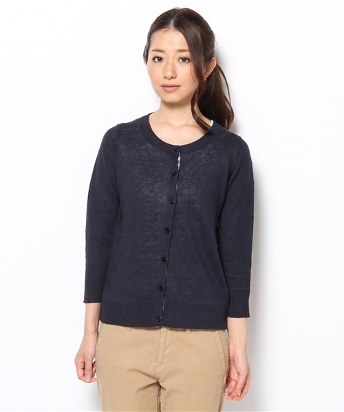 green label relaxing（グリーンレーベルリラクシング）の「◆GC LI LBTY カーディガン②（カーディガン/ボレロ・レディース・ベージュ/ピンク/ケリー/ロイヤルブルー/ネイビー・36/38/40/42/44）」の6枚目の写真