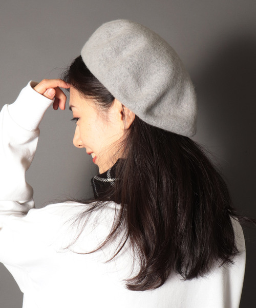 JABURO(ジャブロー)の「JABURO カラフル ウールベレー帽(ハンチング/ベレー帽・レディース・チャコールグレー/ブラック/ベージュ/ネイビー/ブラウン/グレー/ワインレッド/バーガンディー・FREE)」の3枚目の写真