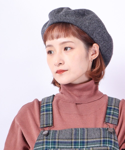 JABURO(ジャブロー)の「JABURO カラフル ウールベレー帽(ハンチング/ベレー帽・レディース・チャコールグレー/ブラック/ベージュ/ネイビー/ブラウン/グレー/ワインレッド/バーガンディー・FREE)」の1枚目の写真