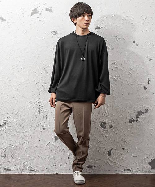 MinoriTY（マイノリティ）の「8分袖オーバーサイズニットソー（Tシャツ/カットソー・メンズ・ブラック/グレー/ピンク/ブルー/モカ・M/L）」の14枚目の写真