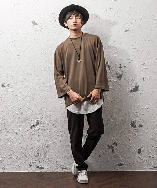 MinoriTY（マイノリティ）の「8分袖オーバーサイズニットソー（Tシャツ/カットソー・メンズ・ブラック/グレー/ピンク/ブルー/モカ・M/L）」の17枚目の写真