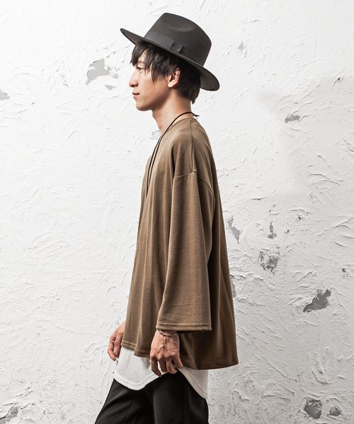 MinoriTY（マイノリティ）の「8分袖オーバーサイズニットソー（Tシャツ/カットソー・メンズ・ブラック/グレー/ピンク/ブルー/モカ・M/L）」の12枚目の写真