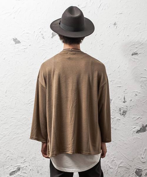 MinoriTY（マイノリティ）の「8分袖オーバーサイズニットソー（Tシャツ/カットソー・メンズ・ブラック/グレー/ピンク/ブルー/モカ・M/L）」の21枚目の写真