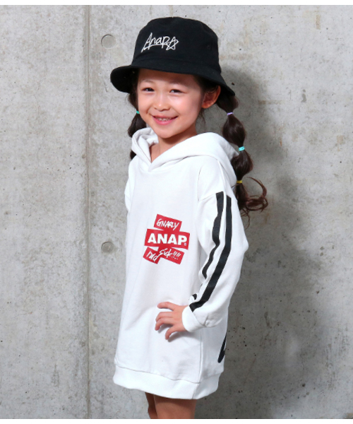 Anap Kids アナップキッズ の ラインフーディートレーナーワンピース ワンピース Wear Anap Kids アナップキッズ の ラインフーディートレーナーワンピース ワンピース Wear