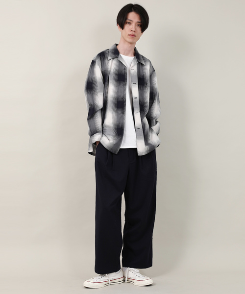 Rocky Monroe(ロッキーモンロー)の「T/R先染めストレッチワイドパンツ(その他パンツ・メンズ・グレー/チャコールグレー/ネイビー・M/L/LL)」の15枚目の写真