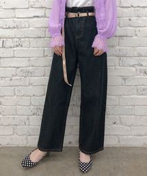 one after another NICE CLAUP | ベルト付デニムワイドパンツ(デニムパンツ)