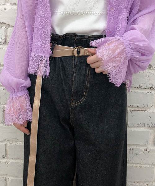 one after another NICE CLAUP(ワンアフターアナザーナイスクラップ)の「ベルト付デニムワイドパンツ(デニムパンツ・レディース・ブラック/オフホワイト/ブルー・SMALL/MEDIUM)」の12枚目の写真