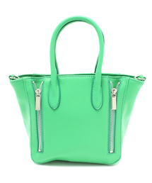 2WAYジッパー付フェイクレザーミニトートバッグ