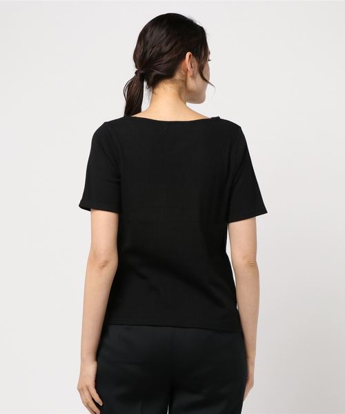 DISCOAT(ディスコート)の「太リブアシメネックプルオーバー5S(Tシャツ/カットソー・レディース・ブラック/ライトグレー/オフホワイト/パープル・FREE)」の5枚目の写真