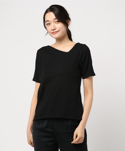 DISCOAT(ディスコート)の「太リブアシメネックプルオーバー5S(Tシャツ/カットソー・レディース・ブラック/ライトグレー/オフホワイト/パープル・FREE)」の8枚目の写真