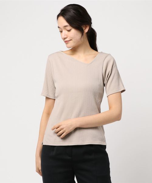 DISCOAT(ディスコート)の「太リブアシメネックプルオーバー5S(Tシャツ/カットソー・レディース・ブラック/ライトグレー/オフホワイト/パープル・FREE)」の9枚目の写真