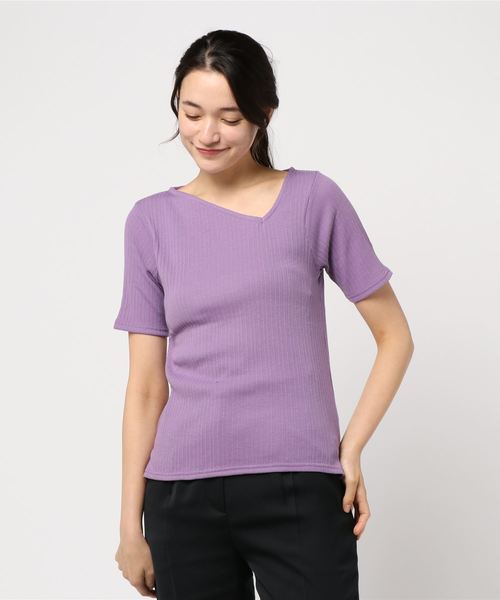 DISCOAT(ディスコート)の「太リブアシメネックプルオーバー5S(Tシャツ/カットソー・レディース・ブラック/ライトグレー/オフホワイト/パープル・FREE)」の10枚目の写真