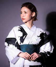Ninarobe（ニーナローブ）の「浴衣セット レディース モノトーン 白牡丹 クール 大人 ゆかた2点セット 浴衣 平帯（浴衣）」