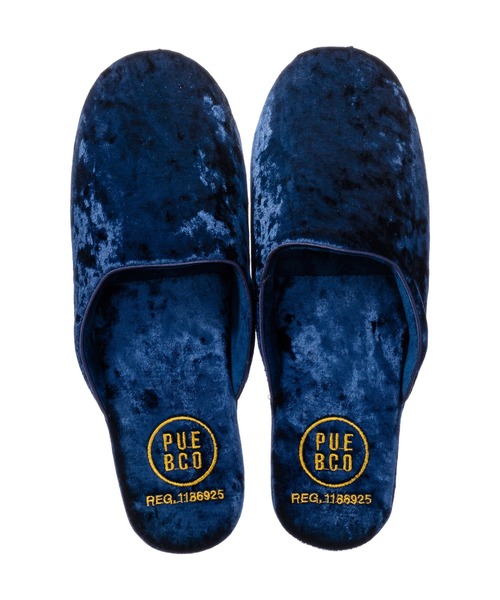 PUEBCO（プエブコ）の「VELVET SLIPPER（ルームシューズ/スリッパ・メンズ・ネイビー/グリーン/シルバー系その他・SMALL/LARGE）」の5枚目の写真