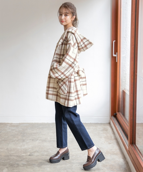 Heather（ヘザー）の「チェックミドルフードコート 847447（ダウン
