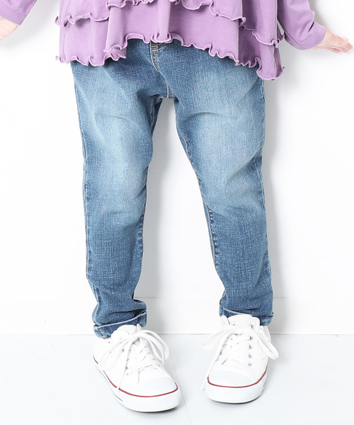 devirock(デビロック)の「デニムタックパンツ(その他パンツ・キッズ・ネイビー/サックスブルー/ブルー系その他/ワンウォッシュ・80cm/90cm/95cm/110cm/100cm/120cm/130cm/140cm/150cm/160cm)」の3枚目の写真