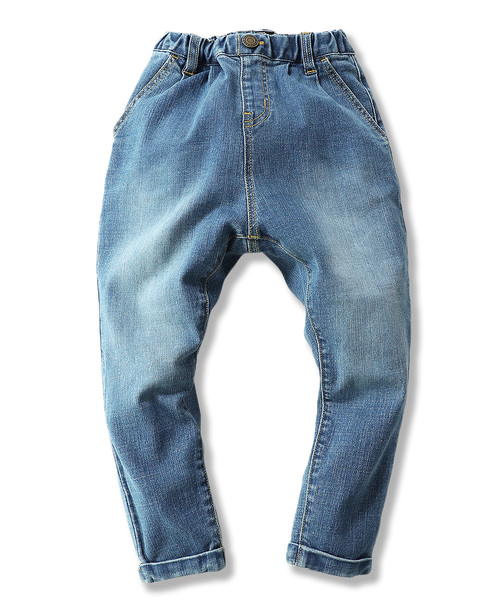 devirock(デビロック)の「デニムタックパンツ(その他パンツ・キッズ・ネイビー/サックスブルー/ブルー系その他/ワンウォッシュ・80cm/90cm/95cm/110cm/100cm/120cm/130cm/140cm/150cm/160cm)」の11枚目の写真