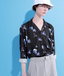 ダークフラワービッグシルエットオープンカラーシャツ L/S
