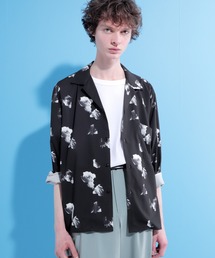 ダークフラワービッグシルエットオープンカラーシャツ L/S