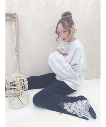 Swankiss�i�X�����L�X�j�́uDR lace×knit LP/T�i�p���c�j�v