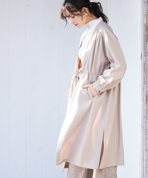 rps（アールピーエス）の「ウエストドロストガウンコート（その他アウター・レディース・ブルー/ベージュ/ライトカーキ・M）」の2枚目の写真