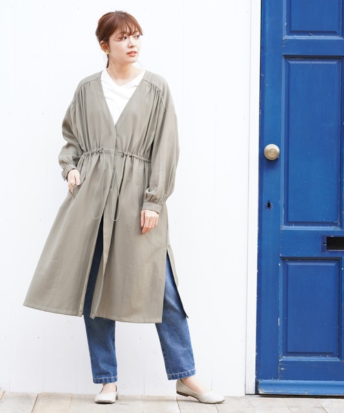 rps（アールピーエス）の「ウエストドロストガウンコート（その他アウター・レディース・ブルー/ベージュ/ライトカーキ・M）」の10枚目の写真