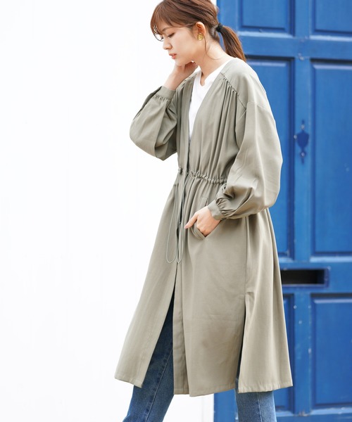 rps（アールピーエス）の「ウエストドロストガウンコート（その他アウター・レディース・ブルー/ベージュ/ライトカーキ・M）」の7枚目の写真