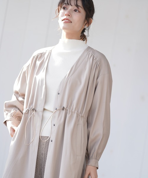 rps（アールピーエス）の「ウエストドロストガウンコート（その他アウター・レディース・ブルー/ベージュ/ライトカーキ・M）」の5枚目の写真