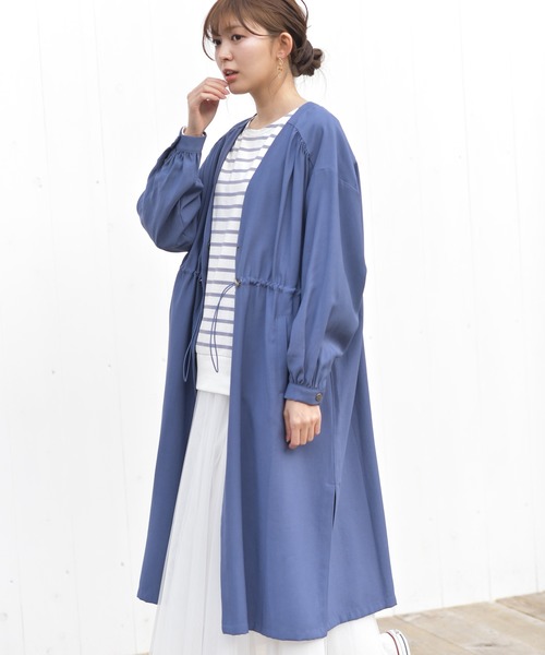 rps（アールピーエス）の「ウエストドロストガウンコート（その他アウター・レディース・ブルー/ベージュ/ライトカーキ・M）」の9枚目の写真