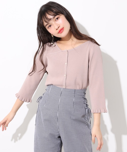 one after another NICE CLAUP(ワンアフターアナザーナイスクラップ)の「前後2wayアシンメトリーニット(ニット/セーター・レディース・アイボリー/ベージュ/ブルー/ピンク・FREE)」の12枚目の写真