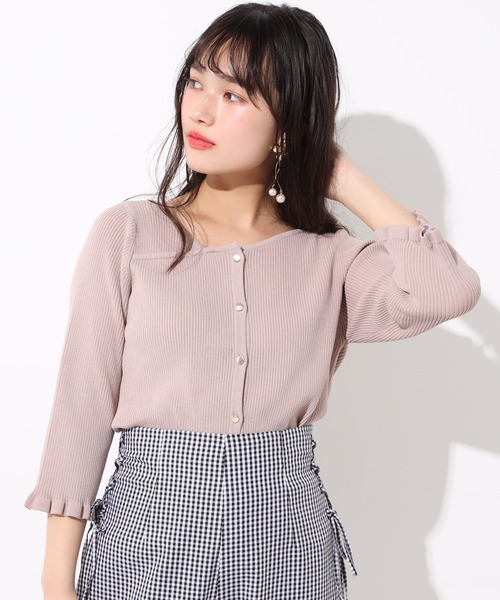 one after another NICE CLAUP(ワンアフターアナザーナイスクラップ)の「前後2wayアシンメトリーニット(ニット/セーター・レディース・アイボリー/ベージュ/ブルー/ピンク・FREE)」の15枚目の写真