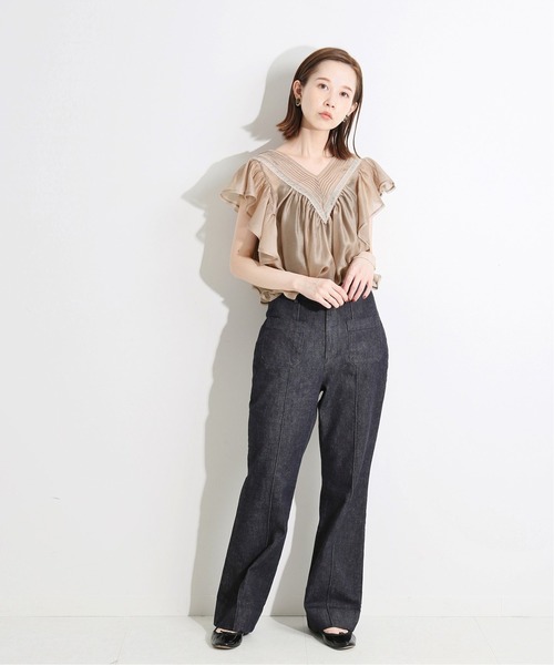 イエナ IENA LA BOUCLE ラミー ラッフルブラウス 麻 フリルブラウス