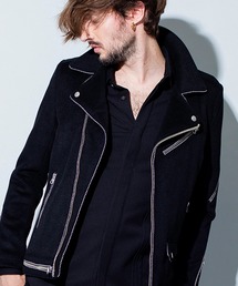 【NO ID.】Piping Wool Riders Jacket / パイピング ウール ライダース ジャケット
