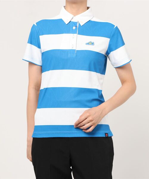 New Balance Golf(ニューバランスゴルフ)の「【new balance golf】ワイドボーダー 半袖カラーシャツ (METRO WOMENS)(ゴルフグッズ)」|ブルー系その他2