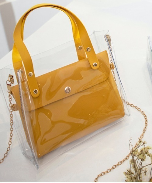 yuue' ( wear )（ユーイ）の「3way ゼリーバッグ / クリアショルダーバッグインバッグ（ハンドバッグ・レディース・ベビーピンク/マスタード/ミント/ベージュ/ブラック/ライトグレー/ホワイト・FREE）」の20枚目の写真