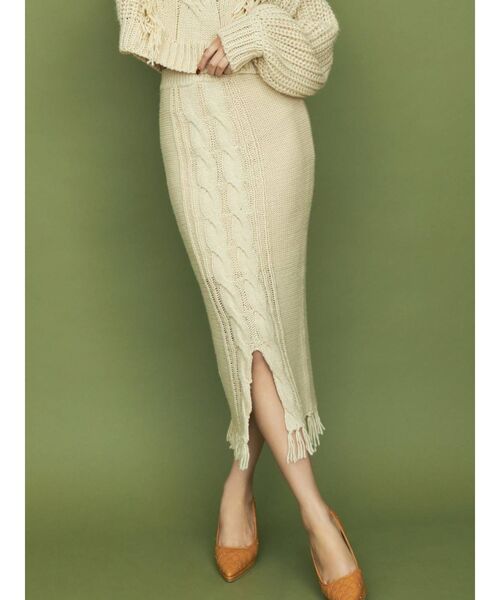 RESEXXY（リゼクシー）の「ケーブルニットスカート【セットアップ着用可能】（スカート・レディース・ブラック/ベージュ/ブラウン・FREE）」の3枚目の写真