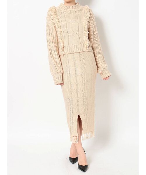 RESEXXY（リゼクシー）の「ケーブルニットスカート【セットアップ着用可能】（スカート・レディース・ブラック/ベージュ/ブラウン・FREE）」の12枚目の写真