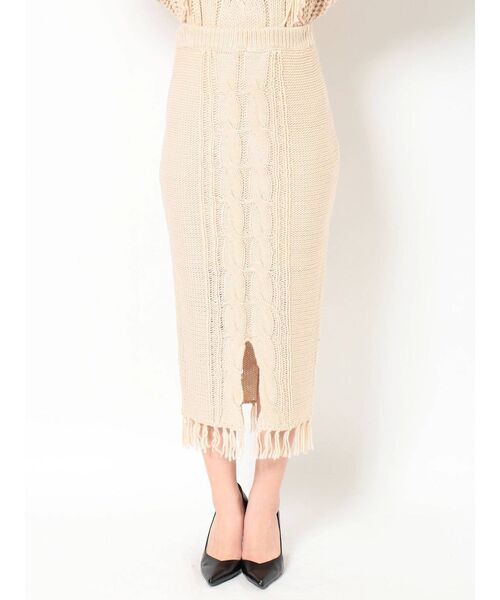 RESEXXY（リゼクシー）の「ケーブルニットスカート【セットアップ着用可能】（スカート・レディース・ブラック/ベージュ/ブラウン・FREE）」の14枚目の写真