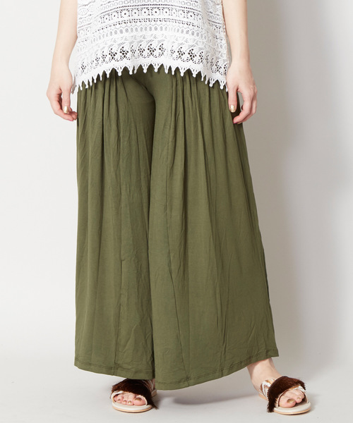 チャイハネ（チャイハネ）の「【チャイハネ】シンプルワイドパンツ（その他パンツ・レディース・ブラック/ブラウン/ターコイズブルー/カーキ/グリーン/ワイン/ネイビー・FREE）」の3枚目の写真