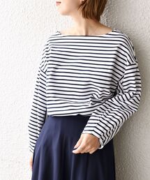 【WEB限定】スリーブデザインボーダートップス◇