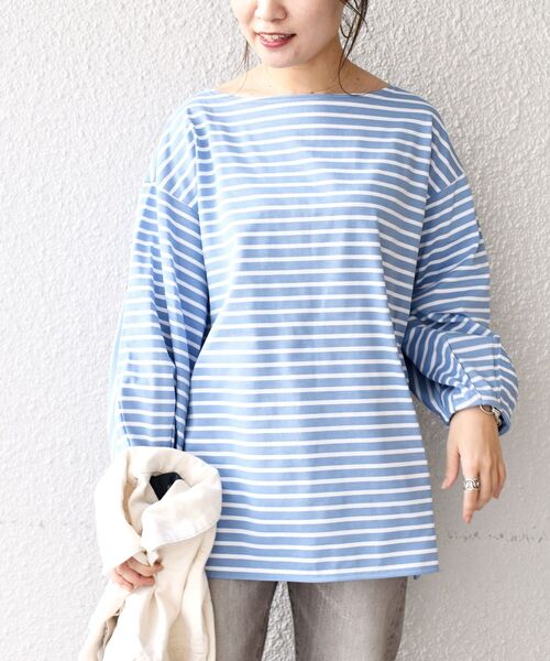 SHIPS(シップス)の「【WEB限定】スリーブデザインボーダートップス◇(Tシャツ/カットソー・レディース・ライトブルー/ベージュ/ネイビー/イエロー/ラベンダー・SMALL/MEDIUM)」の11枚目の写真