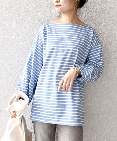 SHIPS(シップス)の「【WEB限定】スリーブデザインボーダートップス◇(Tシャツ/カットソー・レディース・ライトブルー/ベージュ/ネイビー/イエロー/ラベンダー・SMALL/MEDIUM)」の12枚目の写真