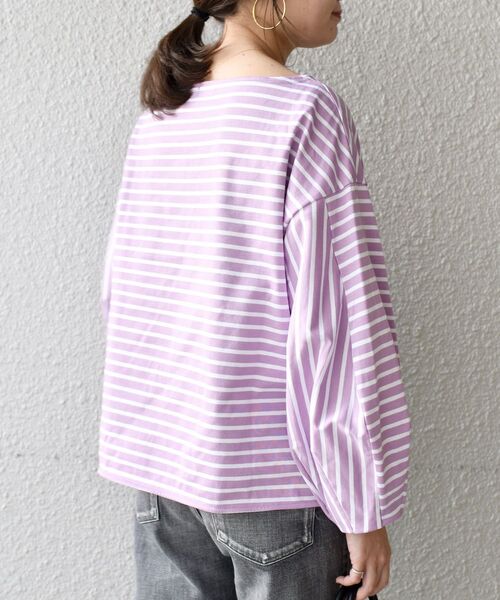 SHIPS(シップス)の「【WEB限定】スリーブデザインボーダートップス◇(Tシャツ/カットソー・レディース・ライトブルー/ベージュ/ネイビー/イエロー/ラベンダー・SMALL/MEDIUM)」の20枚目の写真