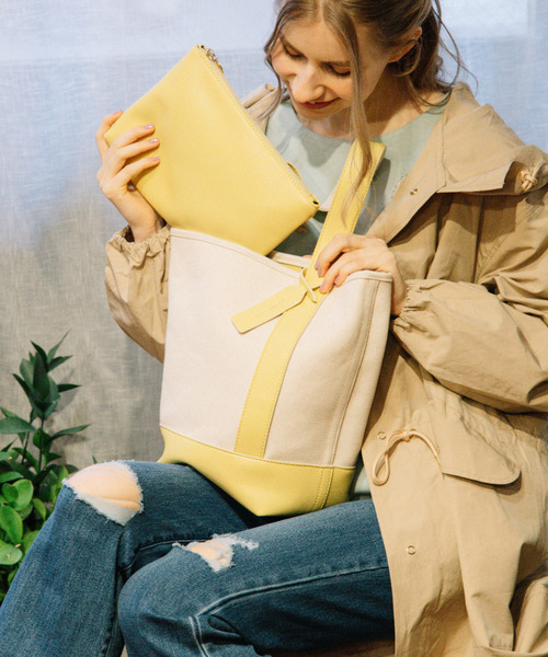 cache cache(カシュ カシュ)の「カシュカシュ cachecache / ワンハンドルバケツ型パーテーショントートバッグ(ショルダーバッグ・レディース・ベージュ系その他/ブラック/アイボリー/パイソン/パープル/イエロー/シルバー/カモフラージュ/レオパード/オレンジ/グリーン/ブルー・FREE)」の7枚目の写真