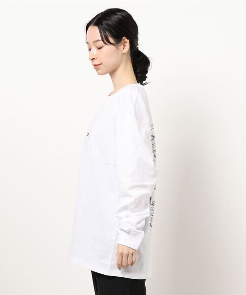 Naked Rust and other POEMS（ネイキッドラストアンドアザーポエムス）の「/POEMS/手書き風バックプリントロングスリーブ（Tシャツ/カットソー・レディース・ホワイト/ブラック/グレイッシュブルー・MEDIUM/LARGE）」の4枚目の写真
